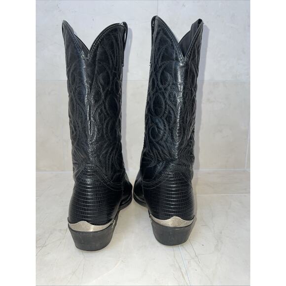 Laredo Mens Cowboy Boots Size 10 10D Lea Vamp Fox Western Black Pre-Owned - Picture 8 of 11